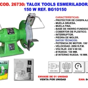 TALOX TOOLS ESMERILADORA 150 W 150 MM