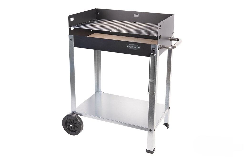 Barbacoa de carbón con ruedas