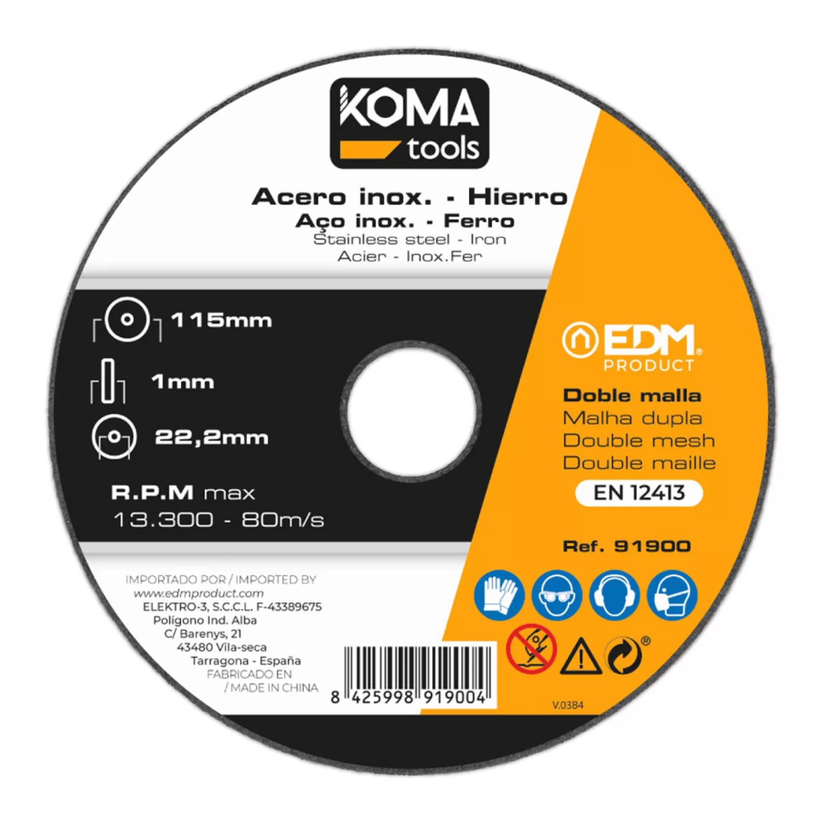 DISCO CORTE HIERRO Y ACERO INOXIDABLE