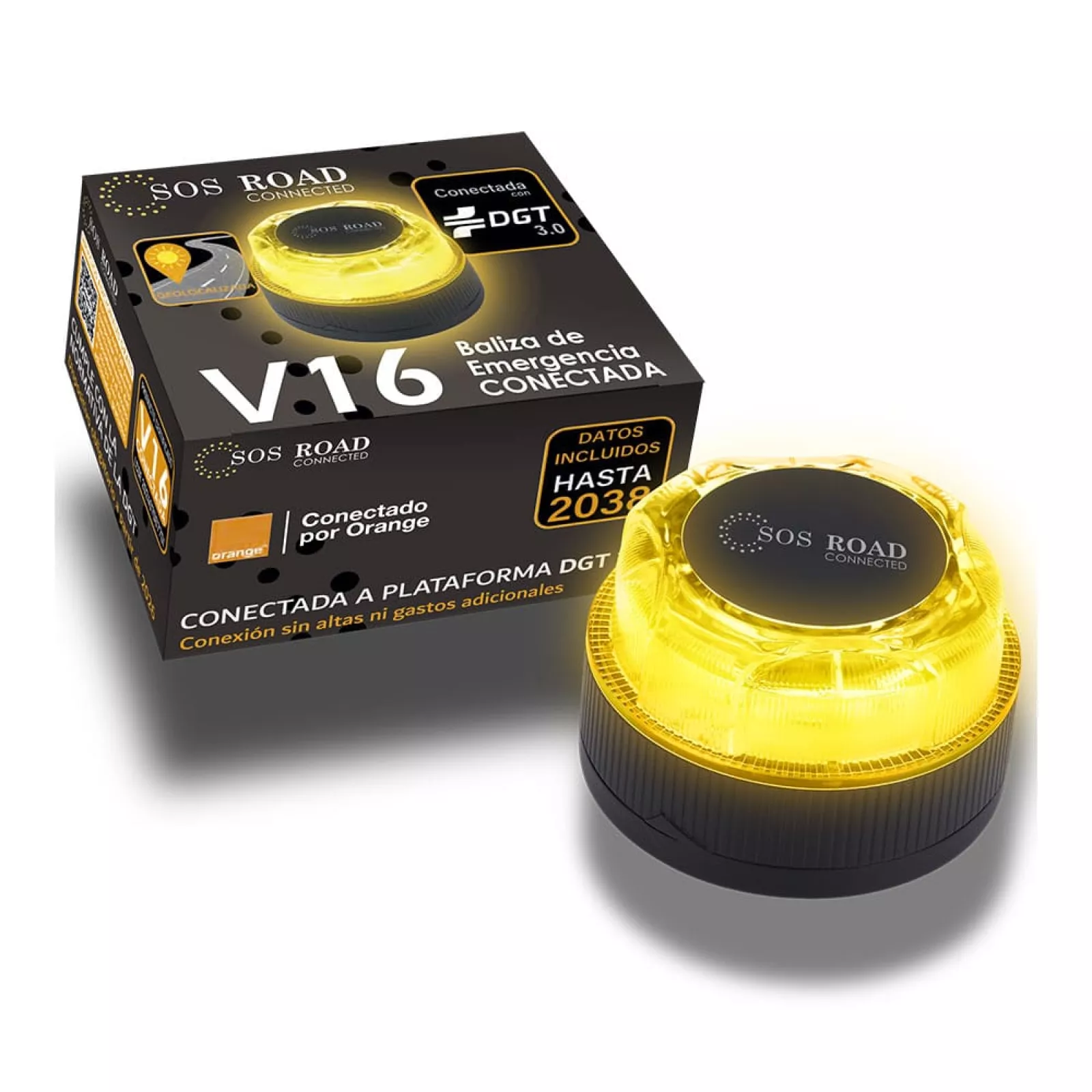 SOS ROAD CONNECTED BALIZA V16 DE EMERGENCIA HOMOLOGADA CONECTADA GEOLOCALIZABLE CON DGT 3.0