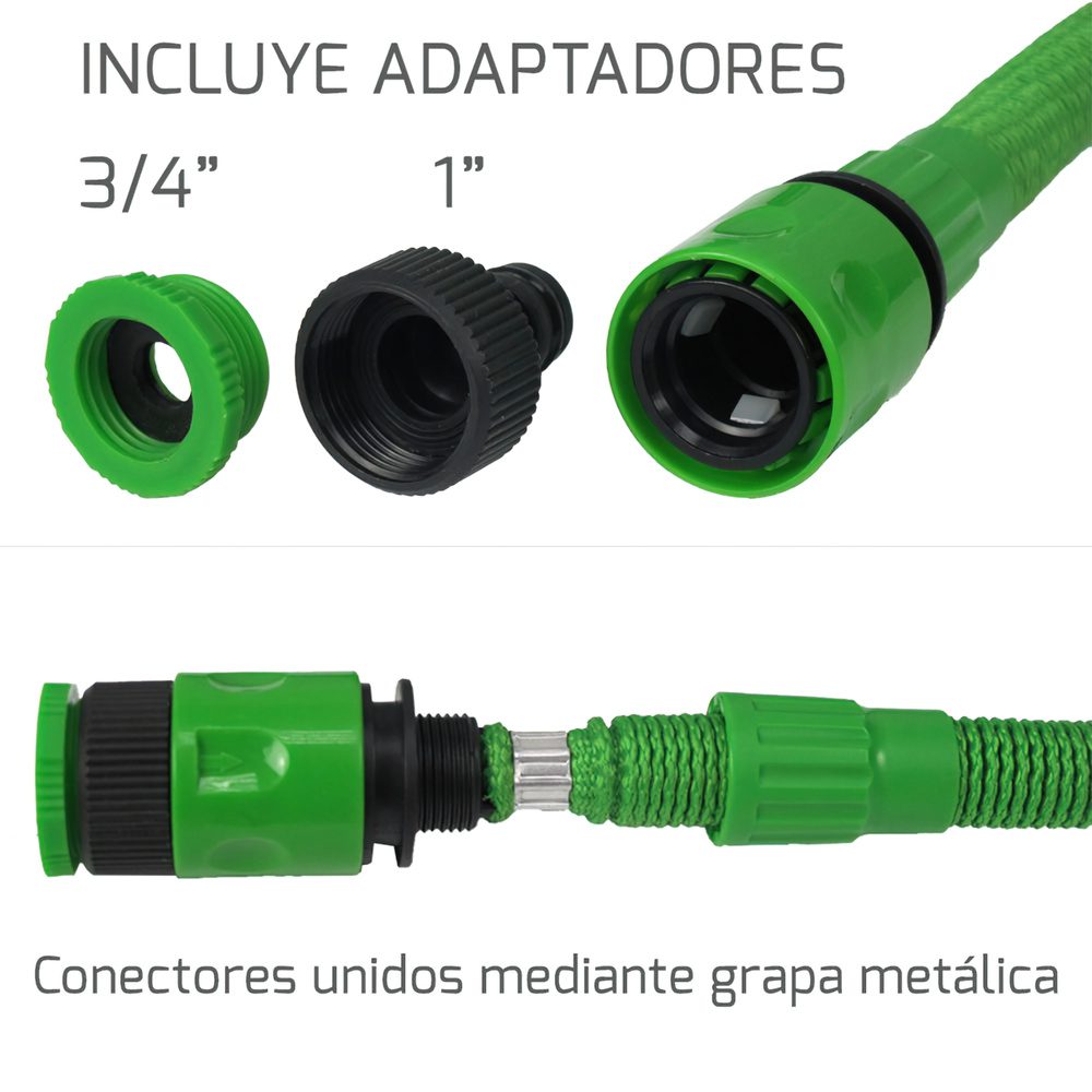 Manguera Extensible Riego Compacto 5 A 15 Metros Con Pistola 7 Posiciones - Imagen 2