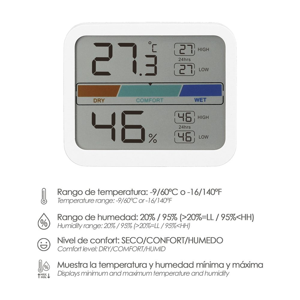 Termómetro Digital Con Indicador De Humedad - Imagen 4